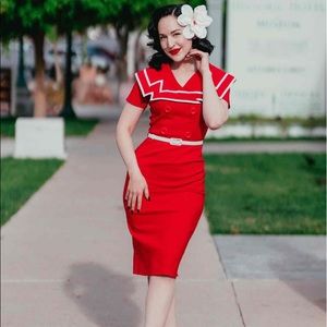 Tatyana Captain Pencil Red Dress